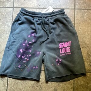 SSSaint Louis Future Vintage Graphic Shorts Three Pocket Grey Pink Mens Size M